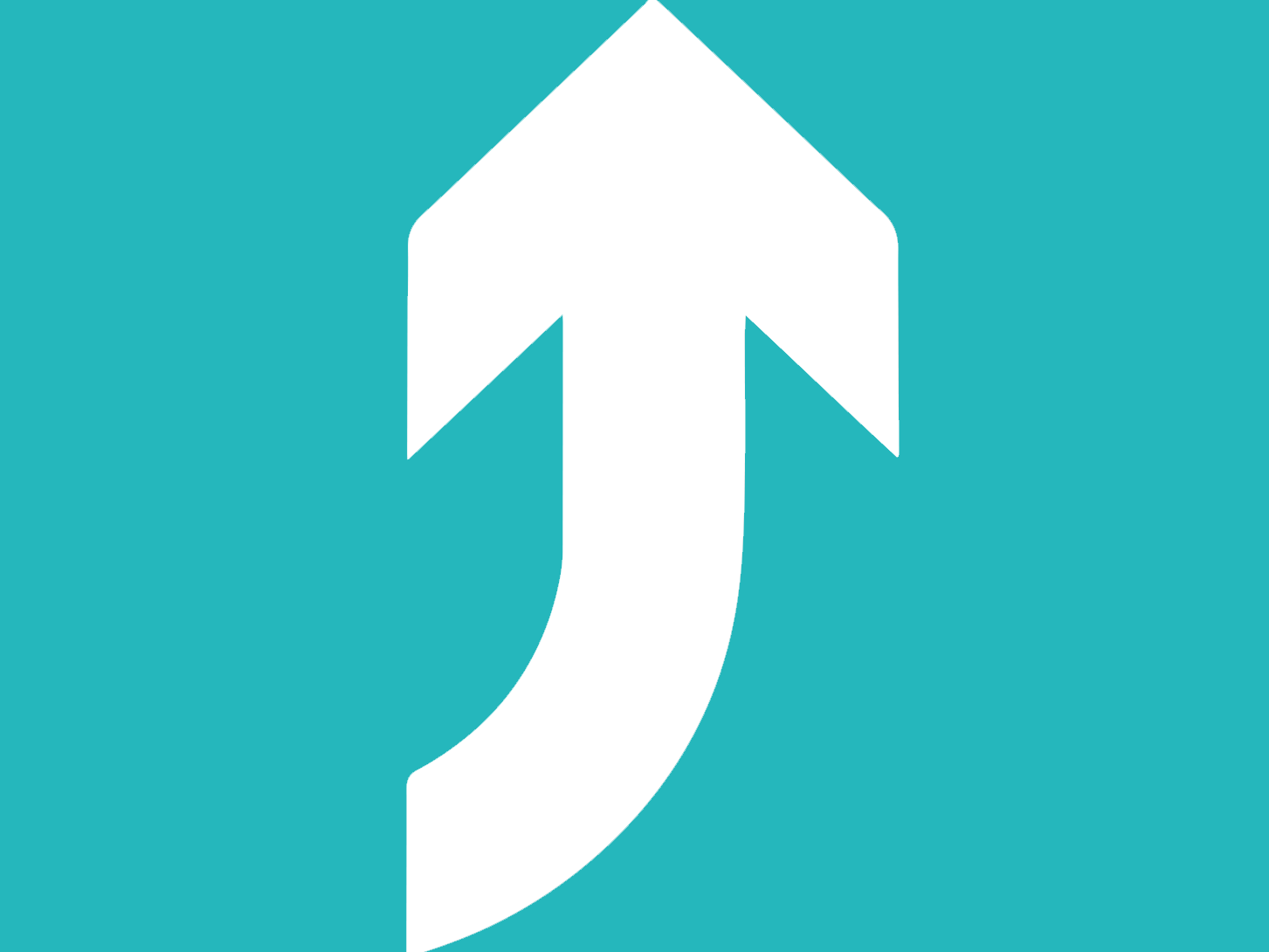 Abstract home icon with white door illustration on teal background